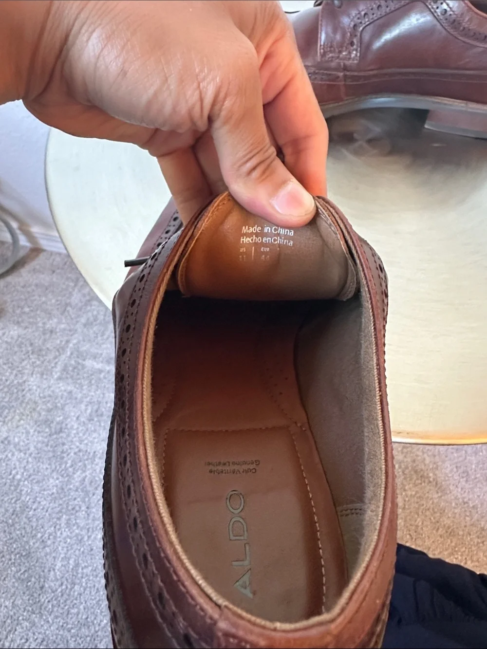 Aldo Men’s Brown Leather Brogue Oxfords Sz 11